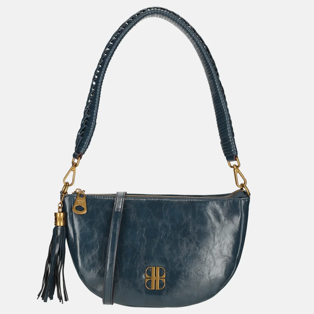 Laurent David crossbody tas vlechtband jeans